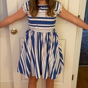 Blue and white striped dress